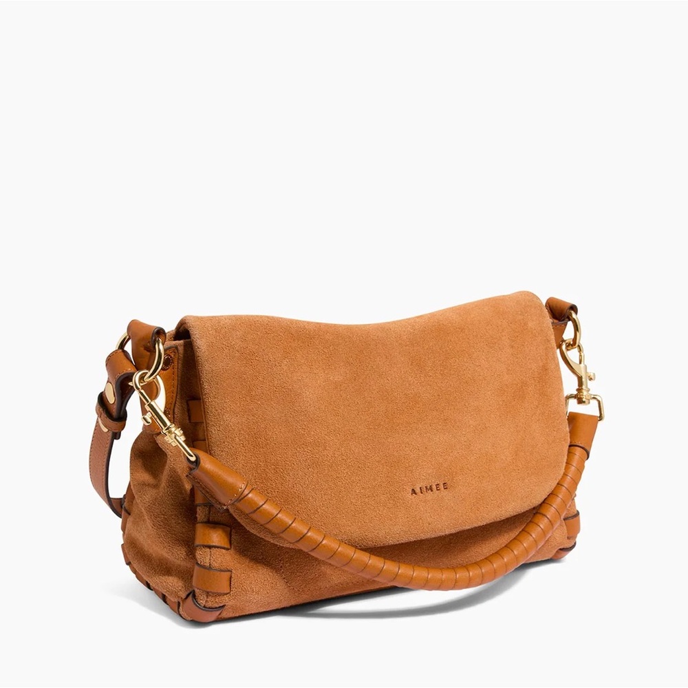 Aimee Kestenberg Leather Caramel Suede Convertible Crossbody Bag | Shoulder Bag - Picture 2 of 7